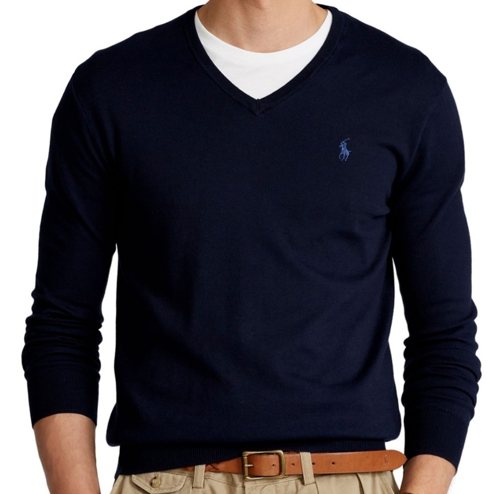 Polo by Ralph Lauren Men’s Navy V-Neck Sweater